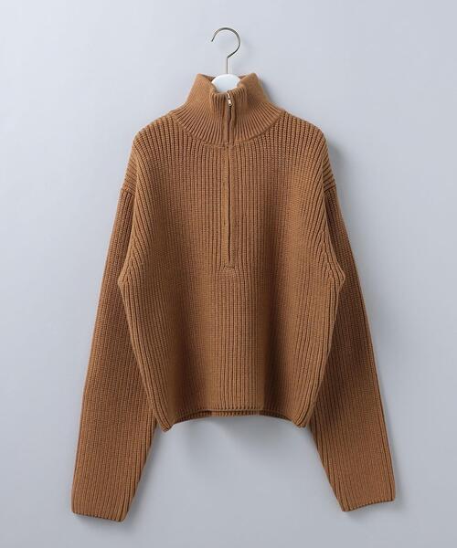 いま人気のアイテム 6（ロク）の「＜6(ROKU)＞RIB PULLOVER/ニット（ニット ZIP HALF トップス