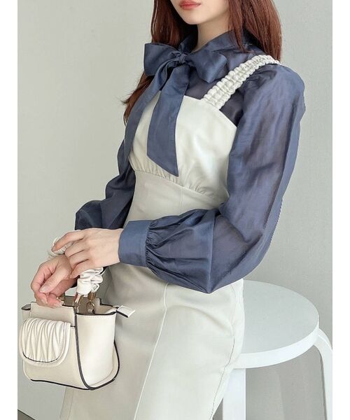 RESEXXY（リゼクシー）の「シアーシャツセットミニワンピース（ワンピース・レディース・アイボリー/ブラック/ピンク・FREE）」の2枚目の写真