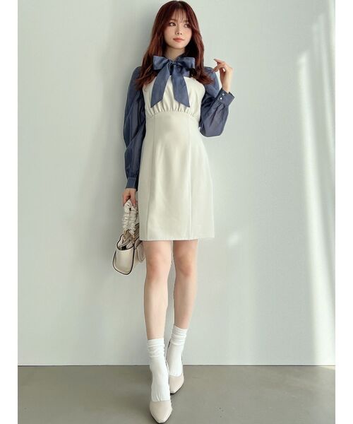 RESEXXY（リゼクシー）の「シアーシャツセットミニワンピース（ワンピース・レディース・アイボリー/ブラック/ピンク・FREE）」の7枚目の写真