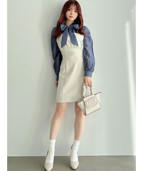 RESEXXY（リゼクシー）の「シアーシャツセットミニワンピース（ワンピース・レディース・アイボリー/ブラック/ピンク・FREE）」の9枚目の写真