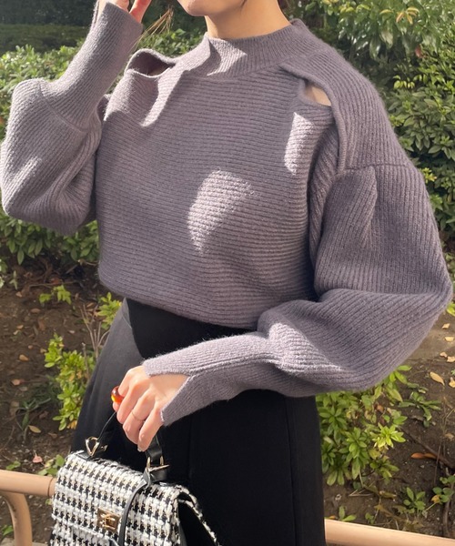 Cheek（チーク）の「スリットあきニットプルオーバー（ニット/セーター・レディース・ブラック/チャコールグレー/ブルー・MEDIUM）」の10枚目の写真