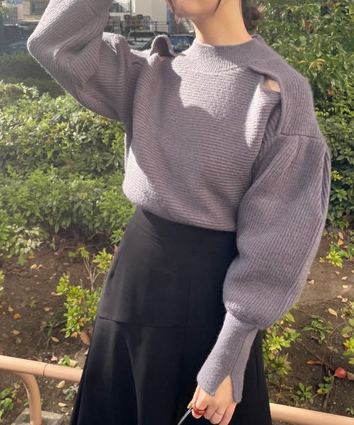 Cheek（チーク）の「スリットあきニットプルオーバー（ニット/セーター・レディース・ブラック/チャコールグレー/ブルー・MEDIUM）」の11枚目の写真