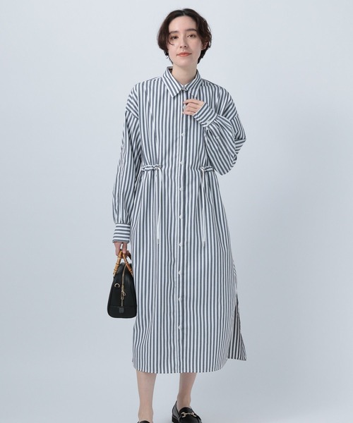 BAYFLOW（ベイフロー）の「アソートストライプシャツワンピース（ワンピース・レディース・ベージュ/その他1/ライトブルー・SMALL/MEDIUM）」の3枚目の写真