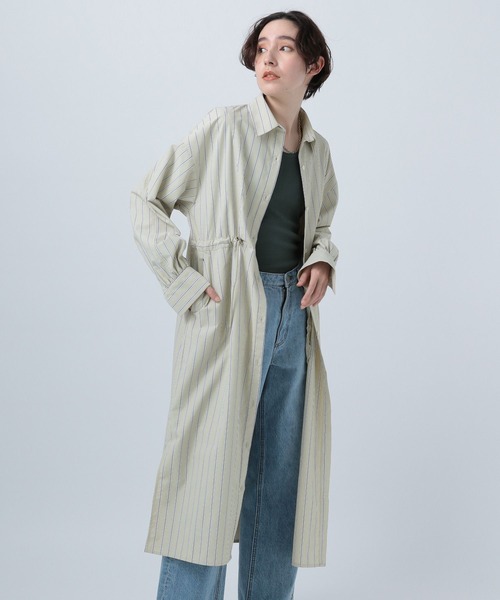 BAYFLOW（ベイフロー）の「アソートストライプシャツワンピース（ワンピース・レディース・ベージュ/その他1/ライトブルー・SMALL/MEDIUM）」の2枚目の写真