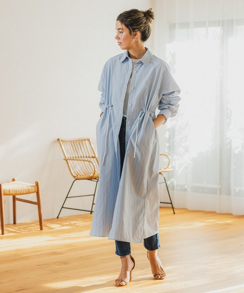 BAYFLOW（ベイフロー）の「アソートストライプシャツワンピース（ワンピース・レディース・ベージュ/その他1/ライトブルー・SMALL/MEDIUM）」の7枚目の写真