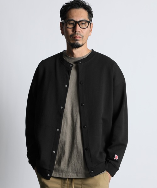 The DUFFER of ST.GEORGE（ザダファーオブセントジョージ）の「DOUBLE KNIT SNAP CARDIGAN：ダンボールニット スナップカーディガン（カーディガン/ボレロ・メンズ・グレー/ブラック・MEDIUM/LARGE/X-LARGE）」の13枚目の写真