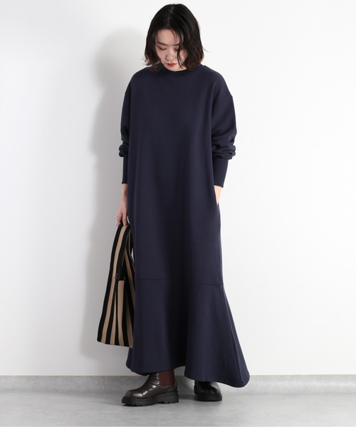 cepo(セポ)の「スウェットマキシワンピース(ワンピース・レディース・ネイビー/オフホワイト/ライム・M)」の5枚目の写真