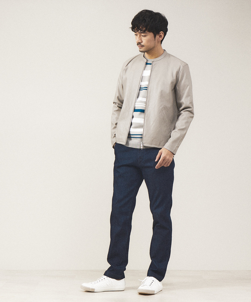 ABAHOUSE GRAY(アバハウスグレイ)の「マルチボーダー ニット(ニット/セーター・メンズ・ブラック/グレイッシュベージュ/ホワイト/ネイビー・46/48)」の11枚目の写真