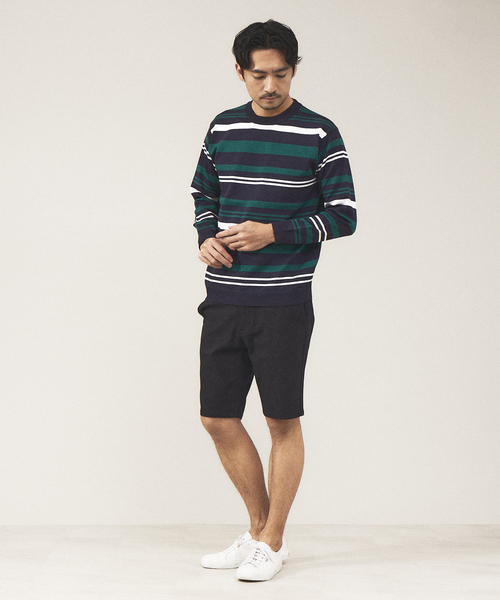 ABAHOUSE GRAY(アバハウスグレイ)の「マルチボーダー ニット(ニット/セーター・メンズ・ブラック/グレイッシュベージュ/ホワイト/ネイビー・46/48)」の18枚目の写真