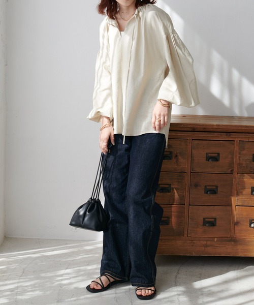 セール】《新色追加！》【WEB限定】リネンタッチスキッパーブラウス