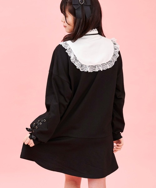 Secret Honey(シークレットハニー)の「裾フレア襟付き裏毛ワンピース(Tシャツ/カットソー・レディース・ブラック/ピンク・FREE)」の16枚目の写真