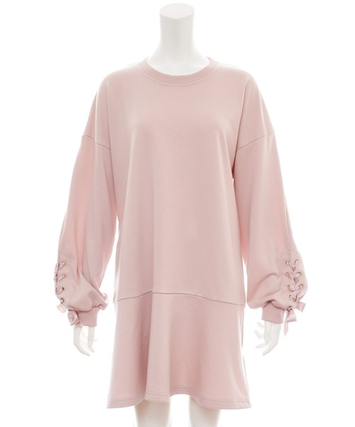 Secret Honey(シークレットハニー)の「裾フレア襟付き裏毛ワンピース(Tシャツ/カットソー・レディース・ブラック/ピンク・FREE)」の13枚目の写真