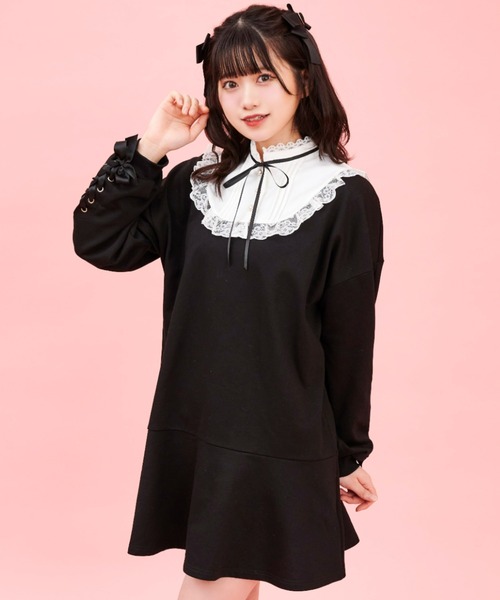 Secret Honey(シークレットハニー)の「裾フレア襟付き裏毛ワンピース(Tシャツ/カットソー・レディース・ブラック/ピンク・FREE)」の20枚目の写真