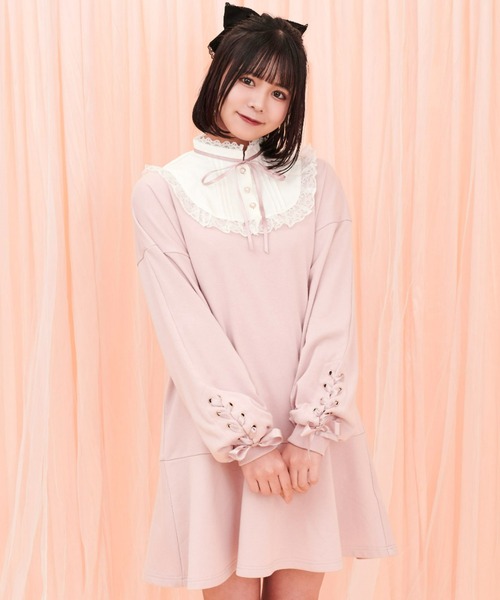 Secret Honey(シークレットハニー)の「裾フレア襟付き裏毛ワンピース(Tシャツ/カットソー・レディース・ブラック/ピンク・FREE)」の21枚目の写真