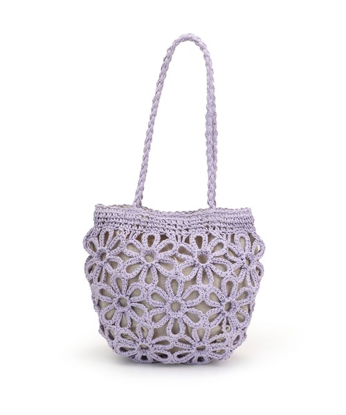 MIAN （ミアン）の「花モチーフ編みペーパートートバッグ（かごバッグ  