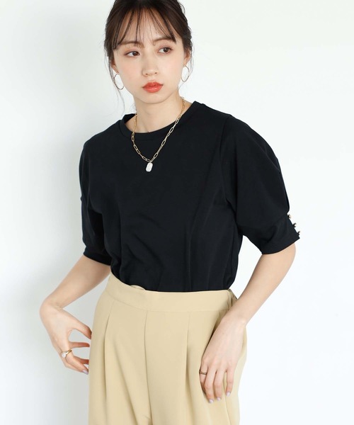 GeeRA(ジーラ)の「コットン天竺タックスリーブTシャツ(Tシャツ/カットソー・レディース・ピンク/ブラック/オフホワイト・X-LARGE/MEDIUM/LARGE)」の13枚目の写真