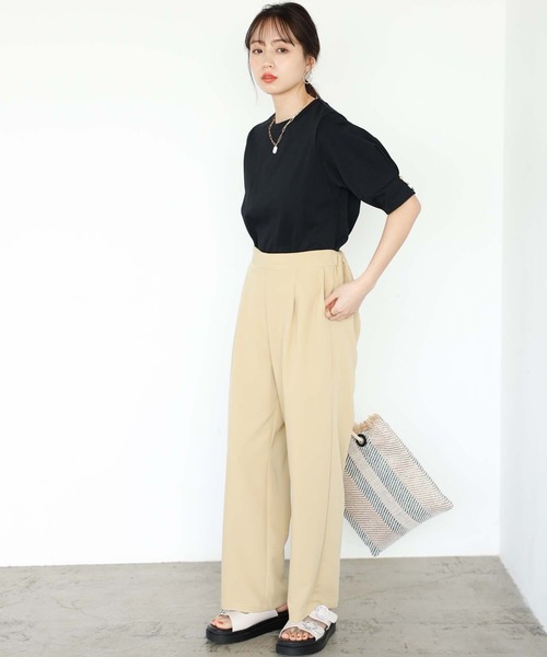 GeeRA(ジーラ)の「コットン天竺タックスリーブTシャツ(Tシャツ/カットソー・レディース・ピンク/ブラック/オフホワイト・X-LARGE/MEDIUM/LARGE)」の20枚目の写真