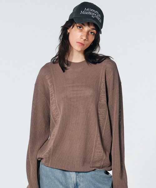 SCULPTOR(スカルプター)の「Striped Mesh Sweater/ストライプメッシュセーター(ニット/セーター・レディース・ライトブルー/ブラウン/アイボリー・MEDIUM/LARGE)」の2枚目の写真