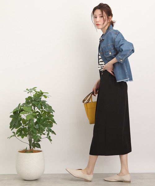 DRESKIP（ドレスキップ）の「◆【幅広いコーデに着回せる！】ラップ風ポケ付ナロ－スカート（スカート・レディース・ブラック/オレンジ/ベージュ・02/03/04）」の9枚目の写真