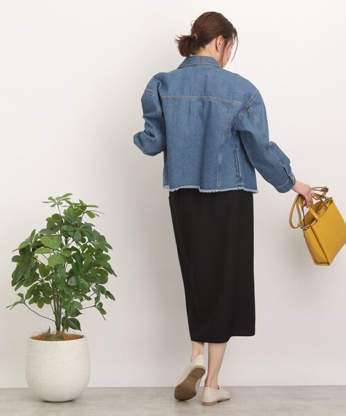 DRESKIP（ドレスキップ）の「◆【幅広いコーデに着回せる！】ラップ風ポケ付ナロ－スカート（スカート・レディース・ブラック/オレンジ/ベージュ・02/03/04）」の5枚目の写真