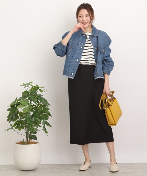 DRESKIP（ドレスキップ）の「◆【幅広いコーデに着回せる！】ラップ風ポケ付ナロ－スカート（スカート・レディース・ブラック/オレンジ/ベージュ・02/03/04）」の13枚目の写真