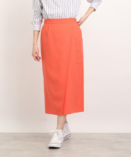 DRESKIP（ドレスキップ）の「◆【幅広いコーデに着回せる！】ラップ風ポケ付ナロ－スカート（スカート・レディース・ブラック/オレンジ/ベージュ・02/03/04）」の15枚目の写真
