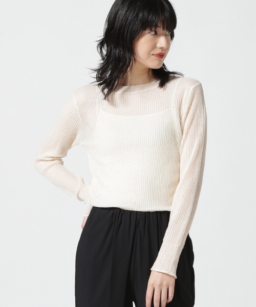 DROIT BELLO(ドロイトベロ)の「DROIT BELLO(ドロイトベロ) メッシュニット(ニット/セーター・レディース・ブラック/グレー系その他6/ホワイト系2・F)」の2枚目の写真