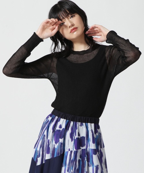 DROIT BELLO(ドロイトベロ)の「DROIT BELLO(ドロイトベロ) メッシュニット(ニット/セーター・レディース・ブラック/グレー系その他6/ホワイト系2・F)」の3枚目の写真