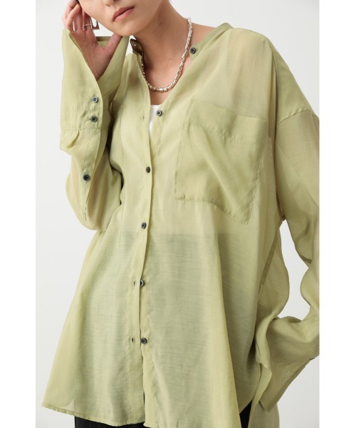 crie conforto（クリーコンフォルト）の「シアーシャツ（シャツ/ブラウス・レディース・ライム/ダークグレー/アイボリー/ライトブルー・FREE）」の3枚目の写真