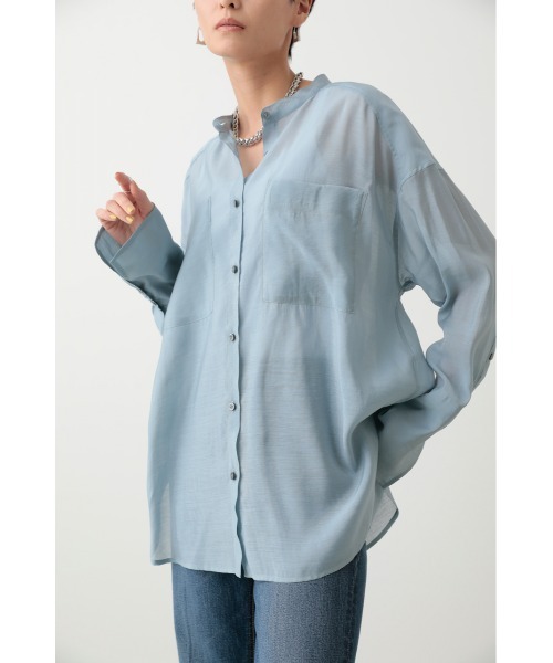crie conforto（クリーコンフォルト）の「シアーシャツ（シャツ/ブラウス・レディース・ライム/ダークグレー/アイボリー/ライトブルー・FREE）」の4枚目の写真