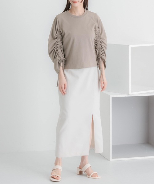 HEYUMM(ヘユム)の「ストレッチスリットスカート(スカート・レディース・ブラック/モカ/ライトベージュ・SMALL/MEDIUM)」の14枚目の写真