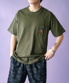 7.4oz ANIMAL刺繍ポケットTEE