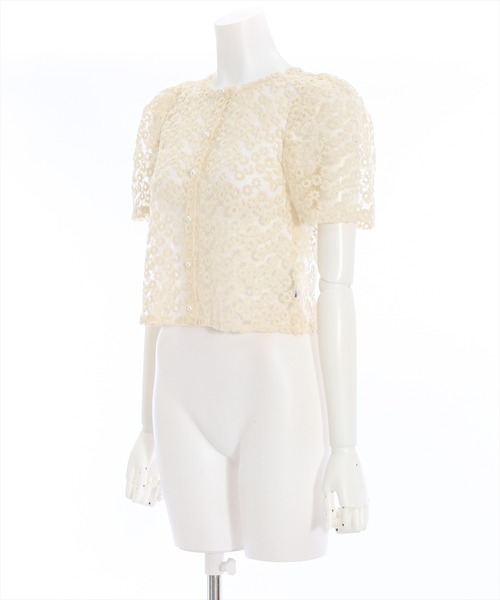 clear（クリア）の「オーガンジー刺繍半袖ブラウス （シャツ/ブラウス・レディース・ブラック/ホワイト/ベージュ/ミント・F）」の11枚目の写真