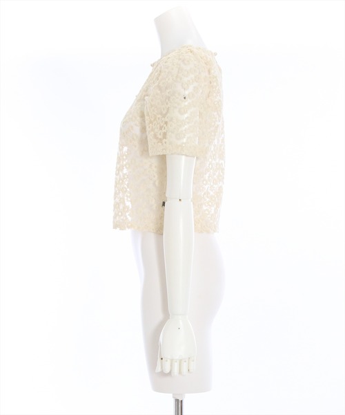 clear（クリア）の「オーガンジー刺繍半袖ブラウス （シャツ/ブラウス・レディース・ブラック/ホワイト/ベージュ/ミント・F）」の5枚目の写真