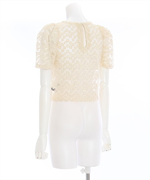 clear（クリア）の「オーガンジー刺繍半袖ブラウス （シャツ/ブラウス・レディース・ブラック/ホワイト/ベージュ/ミント・F）」の8枚目の写真