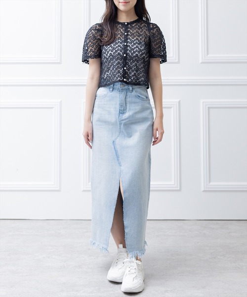 clear（クリア）の「オーガンジー刺繍半袖ブラウス （シャツ/ブラウス・レディース・ブラック/ホワイト/ベージュ/ミント・F）」の17枚目の写真