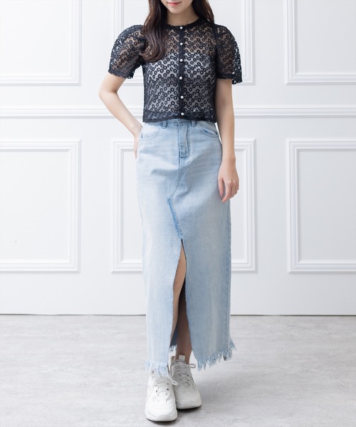 clear（クリア）の「オーガンジー刺繍半袖ブラウス （シャツ/ブラウス・レディース・ブラック/ホワイト/ベージュ/ミント・F）」の18枚目の写真