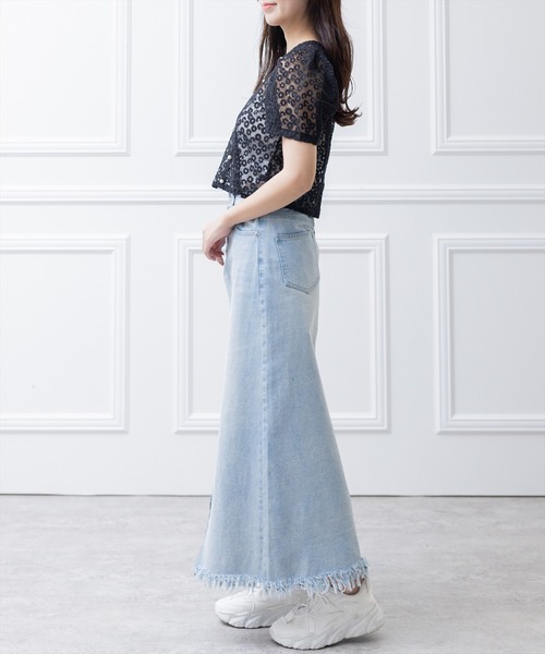 clear（クリア）の「オーガンジー刺繍半袖ブラウス （シャツ/ブラウス・レディース・ブラック/ホワイト/ベージュ/ミント・F）」の19枚目の写真