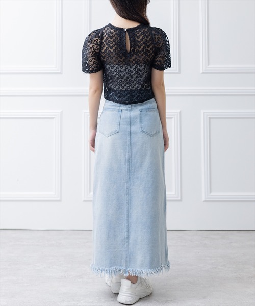 clear（クリア）の「オーガンジー刺繍半袖ブラウス （シャツ/ブラウス・レディース・ブラック/ホワイト/ベージュ/ミント・F）」の20枚目の写真