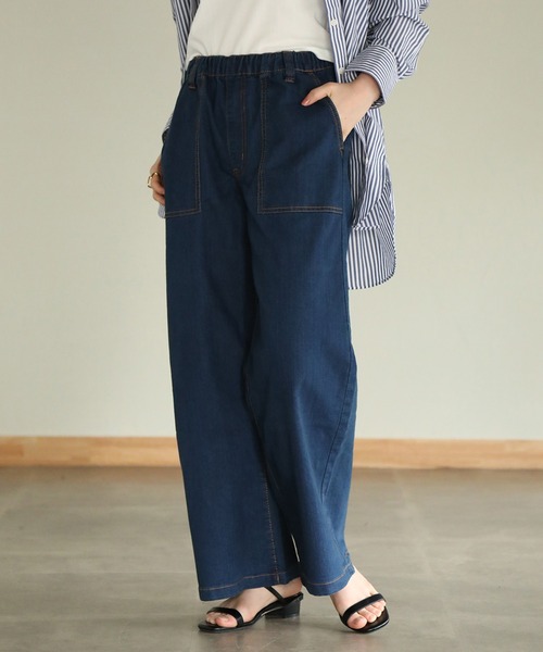 aity(アイティ)の「ストレッチデニムベイカーパンツ(デニムパンツ・レディース・ブルー/ワンウォッシュ/ネイビー・M)」の2枚目の写真