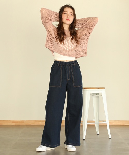 aity(アイティ)の「ストレッチデニムベイカーパンツ(デニムパンツ・レディース・ブルー/ワンウォッシュ/ネイビー・M)」の1枚目の写真