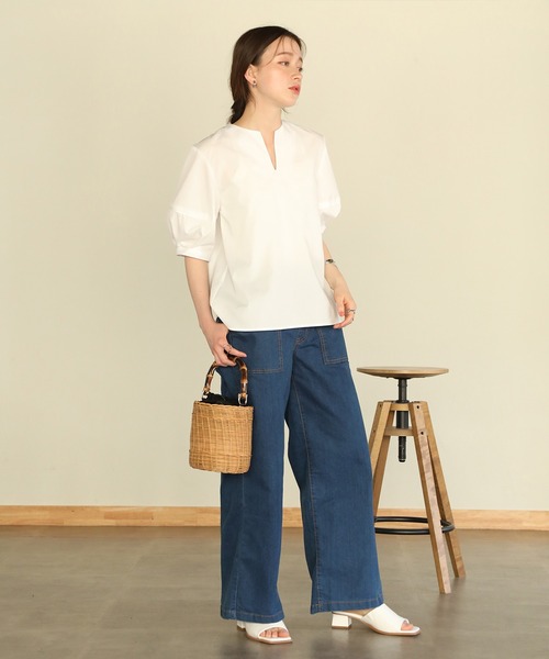 aity(アイティ)の「ストレッチデニムベイカーパンツ(デニムパンツ・レディース・ブルー/ワンウォッシュ/ネイビー・M)」の8枚目の写真