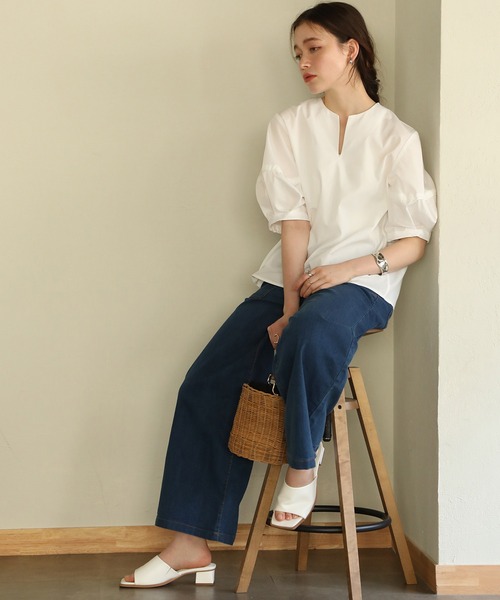 aity(アイティ)の「ストレッチデニムベイカーパンツ(デニムパンツ・レディース・ブルー/ワンウォッシュ/ネイビー・M)」の9枚目の写真