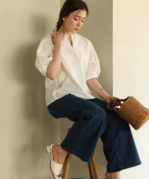 aity(アイティ)の「ストレッチデニムベイカーパンツ(デニムパンツ・レディース・ブルー/ワンウォッシュ/ネイビー・M)」の10枚目の写真