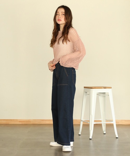 aity(アイティ)の「ストレッチデニムベイカーパンツ(デニムパンツ・レディース・ブルー/ワンウォッシュ/ネイビー・M)」の16枚目の写真