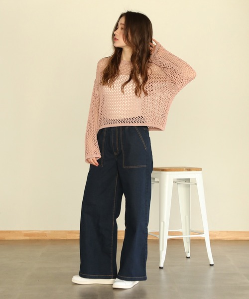 aity(アイティ)の「ストレッチデニムベイカーパンツ(デニムパンツ・レディース・ブルー/ワンウォッシュ/ネイビー・M)」の17枚目の写真