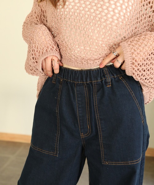aity(アイティ)の「ストレッチデニムベイカーパンツ(デニムパンツ・レディース・ブルー/ワンウォッシュ/ネイビー・M)」の20枚目の写真