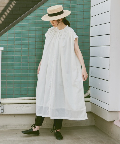 Libra Cue（リブラ キュー）の「コットンボイルノースリーブワンピース（ワンピース・レディース・ブラック/ピンク/カーキ/アイボリー・FREE）」の6枚目の写真