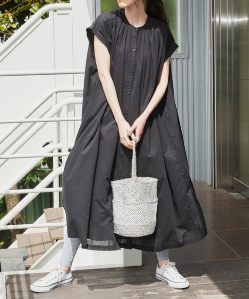 Libra Cue（リブラ キュー）の「コットンボイルノースリーブワンピース（ワンピース・レディース・ブラック/ピンク/カーキ/アイボリー・FREE）」の22枚目の写真