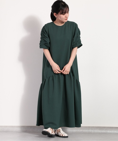 cepo(セポ)の「シアーポリサッカーギャザーワンピース(ワンピース・レディース・ブラック/グリーン・M)」の17枚目の写真